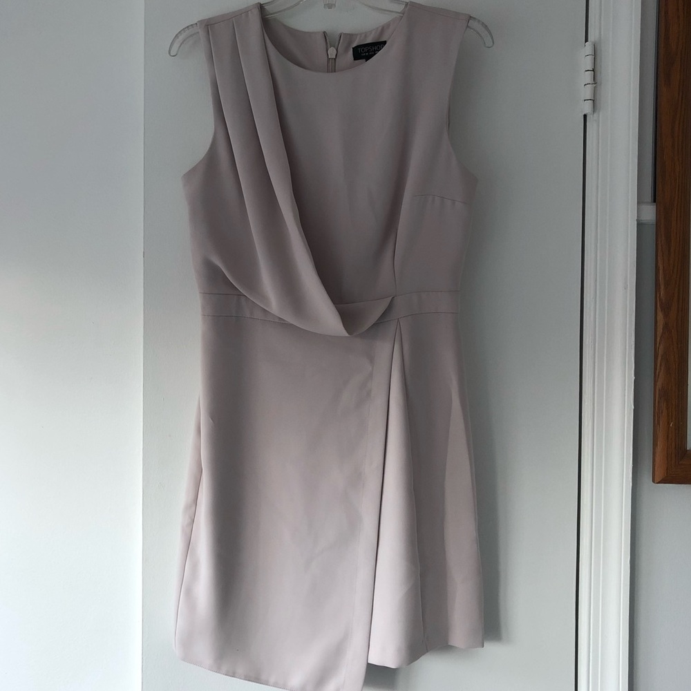 Topshop Beige Draped Mini Dress (US 6)